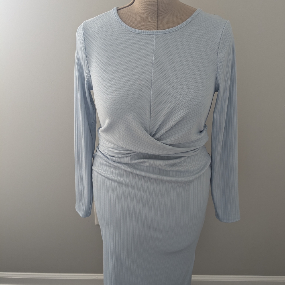 Nine West Light Blue Ribbed Top